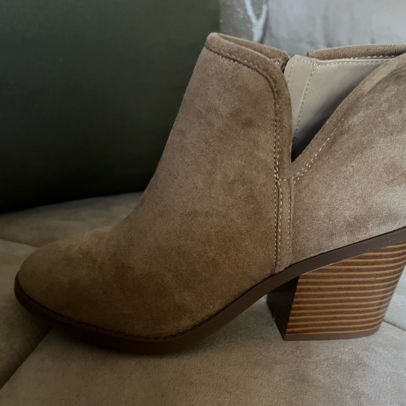Taupe Suede Ankle Booties - Picture 2 of 10